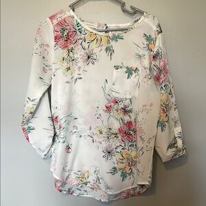 Van Heusen Floral Print White Women's Blouse with Pocket